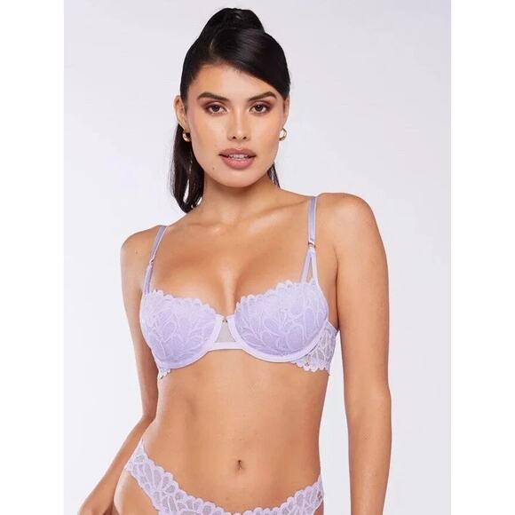 Savage X Fenty Rhianna Not Sorry Lace Balconette Bra Purple Lavender Womens 38C - Picture 1 of 10